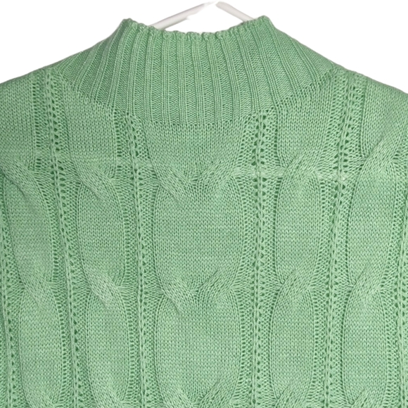 Chunky Cable Knit Turtleneck Tunic Sweater‎ Dress Light Green - Picture 6 of 6